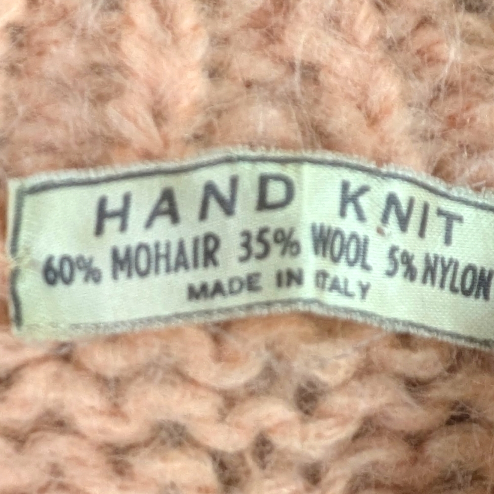 Vintage Italian Hand-Knit Mohair Wool Cable Knit Cardigan Sweater Small  F279 - Picture 9 of 9
